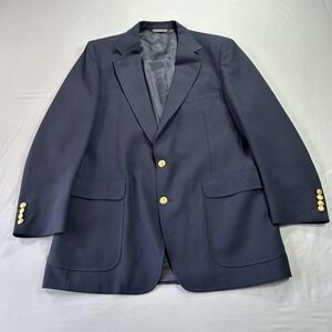 Christian Brooks Blazer Mens Large‎ Navy Blue Gold Buttons Classic Wool USA